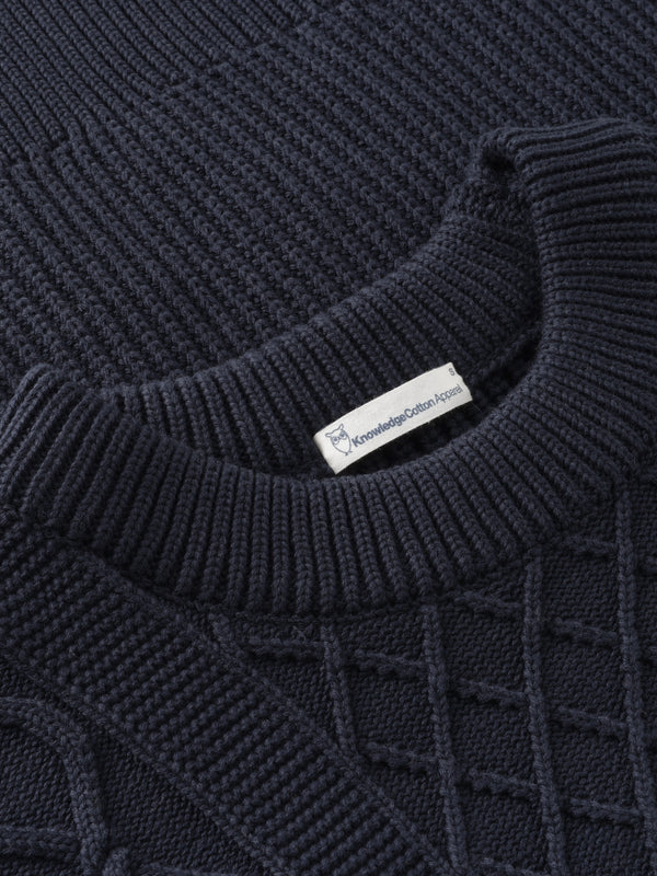 KnowledgeCotton Apparel - WMN Organic Cotton Crew Neck - Regenerative Organic Certified™ - GOTS/Vegan Knits 1412 Night Sky