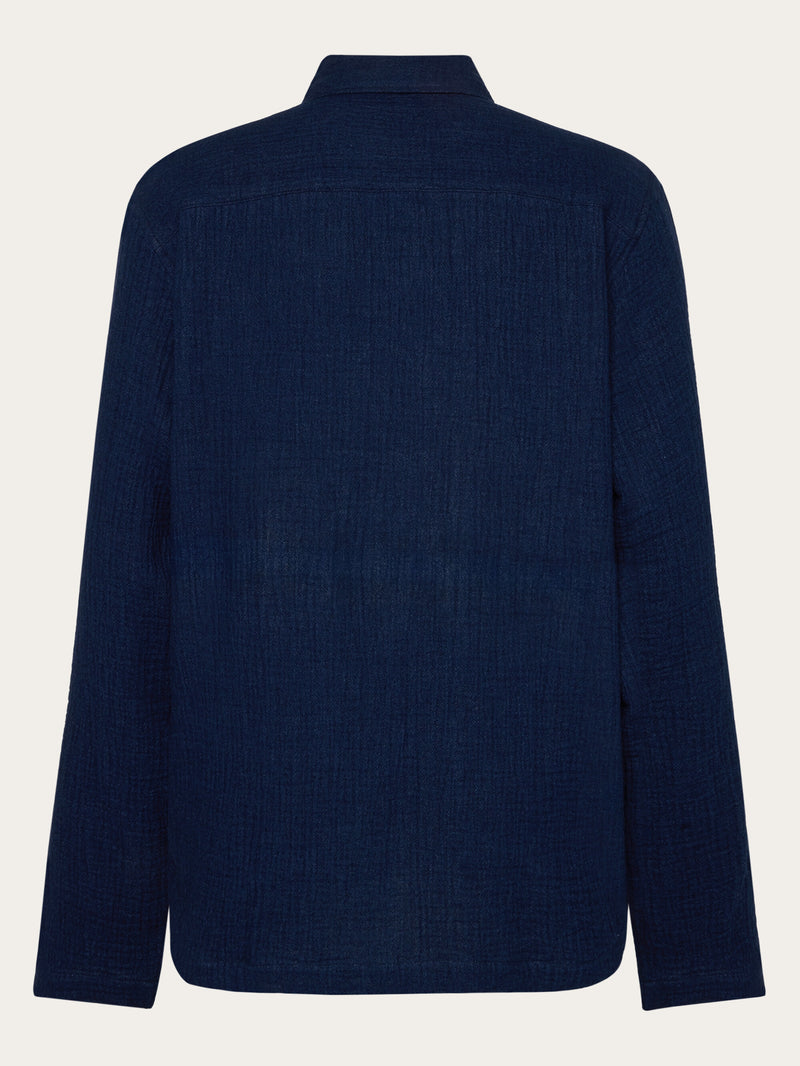 KnowledgeCotton Apparel - WMN Organic Cotton Dobby Overshirt GOTS/Vegan Overshirts 1483 Indigo
