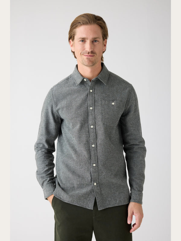 KnowledgeCotton Apparel - MEN Organic Cotton Fishbone Flannel Shirt GOTS Shirts 1090 Forrest Night