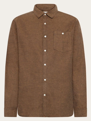 KnowledgeCotton Apparel - MEN Organic Cotton Fishbone Flannel Shirt GOTS Shirts 1487 Chocolate Torte