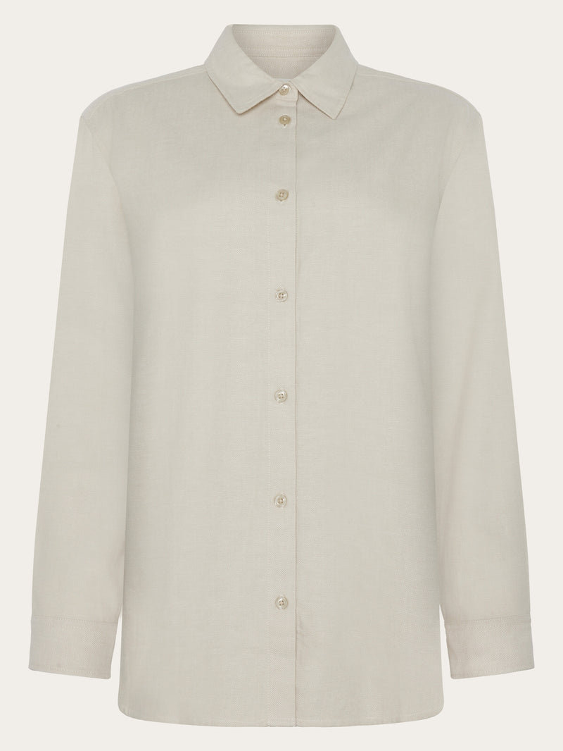 KnowledgeCotton Apparel - WMN Organic Cotton Flannel Shirt GOTS Shirts 1228 Light feather gray