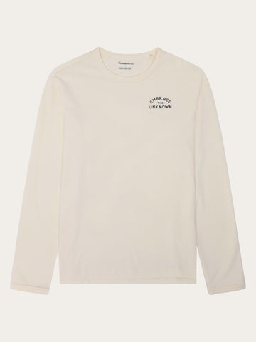 KnowledgeCotton Apparel - MEN Organic Cotton Long sleeved T-shirt GOTS Long Sleeves 1387 Egret