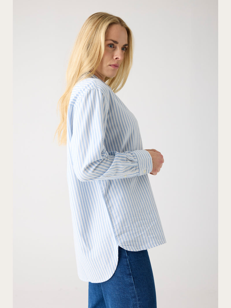 KnowledgeCotton Apparel - WMN Organic Cotton Oxford Shirt GOTS Shirts 8021 Blue stripe