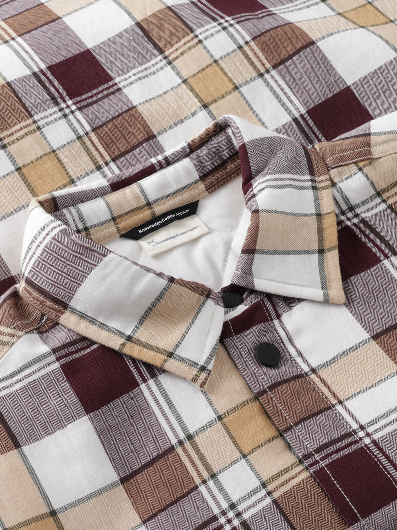 KnowledgeCotton Apparel - MEN Organic Cotton Padded Overshirt OCS Overshirts 7025 Red check