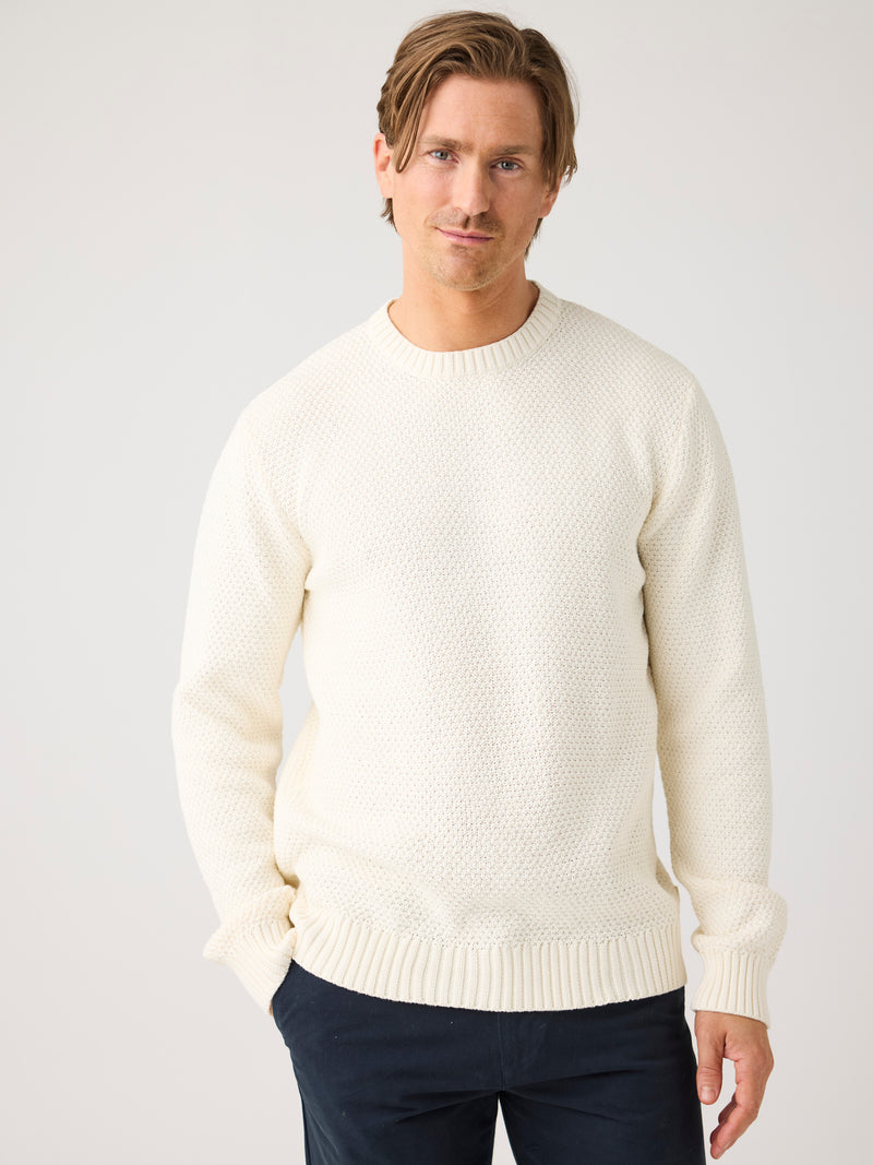 KnowledgeCotton Apparel - MEN Organic Cotton crew neck knit - GOTS/Vegan Knits 1387 Egret