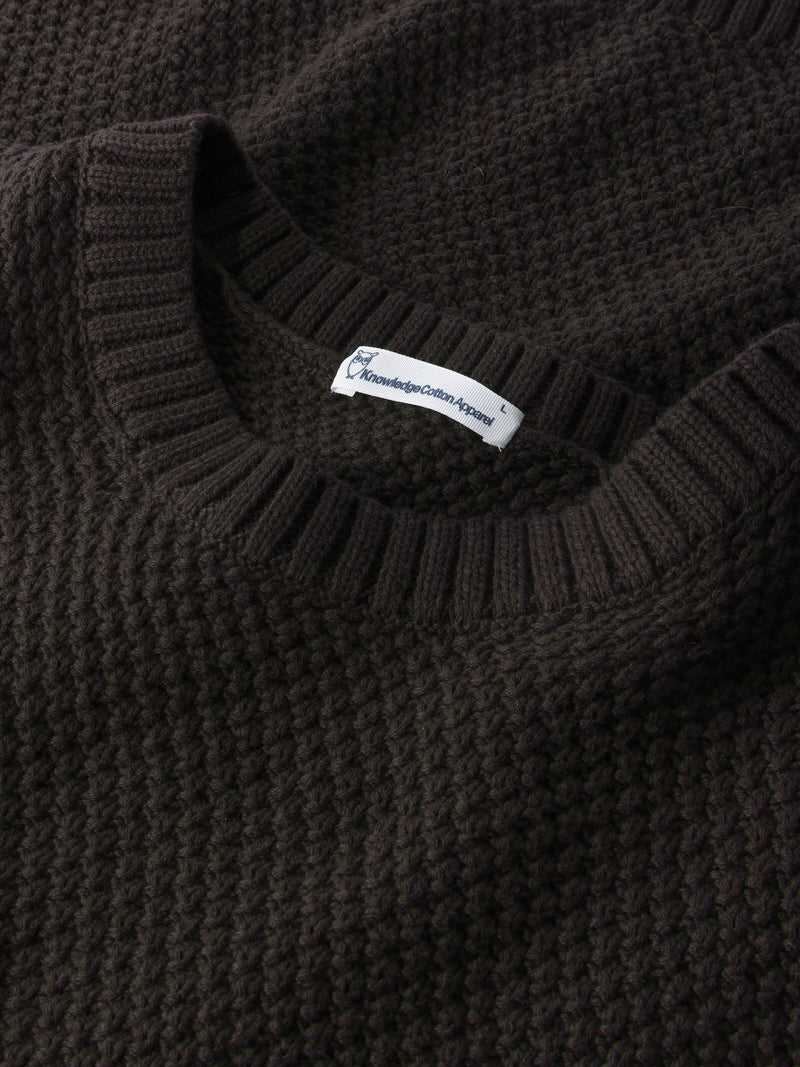 KnowledgeCotton Apparel - MEN Organic Cotton crew neck knit - GOTS/Vegan Knits 1487 Chocolate Torte