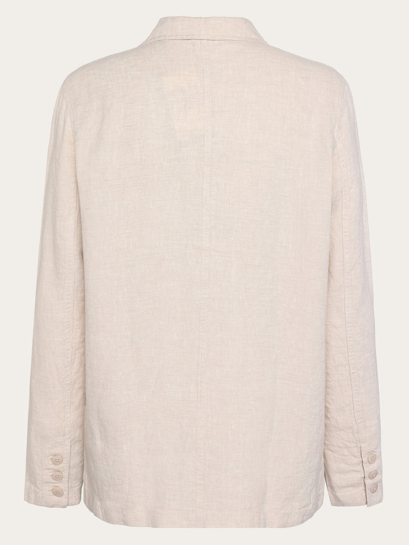 KnowledgeCotton Apparel - MEN Organic Linen Blazer GOTS/Vegan Overshirts 1449 Yarndyed - Light feather gray