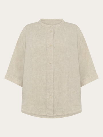 KnowledgeCotton Apparel - WMN Organic Linen Shirt GOTS/Vegan Shirts 1449 Yarndyed - Light feather gray