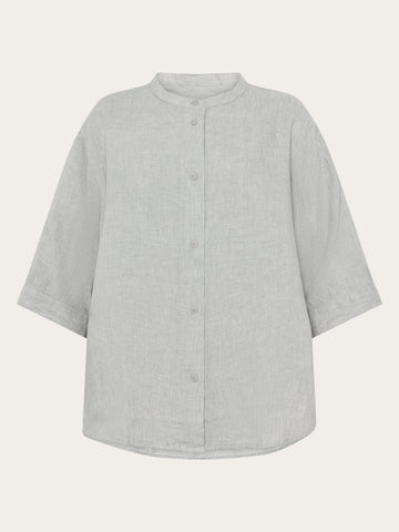 KnowledgeCotton Apparel - WMN Organic Linen Shirt GOTS/Vegan Shirts 1496 Ultimate Grey - Yarndyed