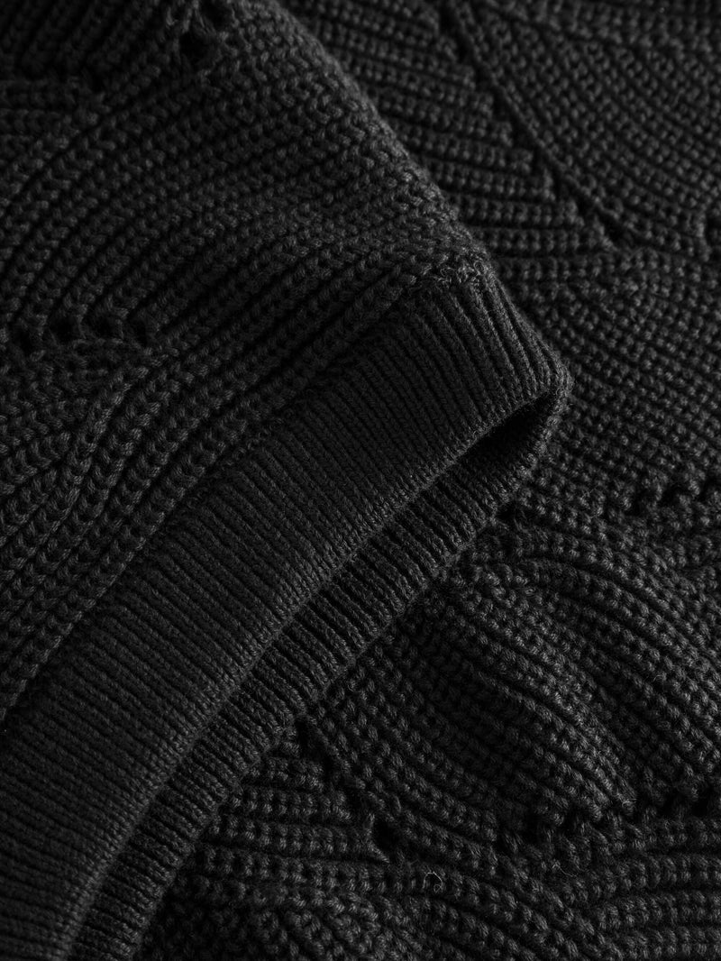 KnowledgeCotton Apparel - WMN Oversized v-neck knit vest Vests 1300 Black Jet