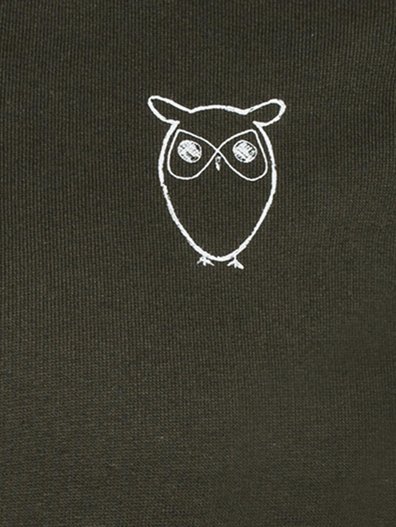 KnowledgeCotton Apparel - YOUNG Owl chest print zip hood sweat Sweats 1090 Forrest Night