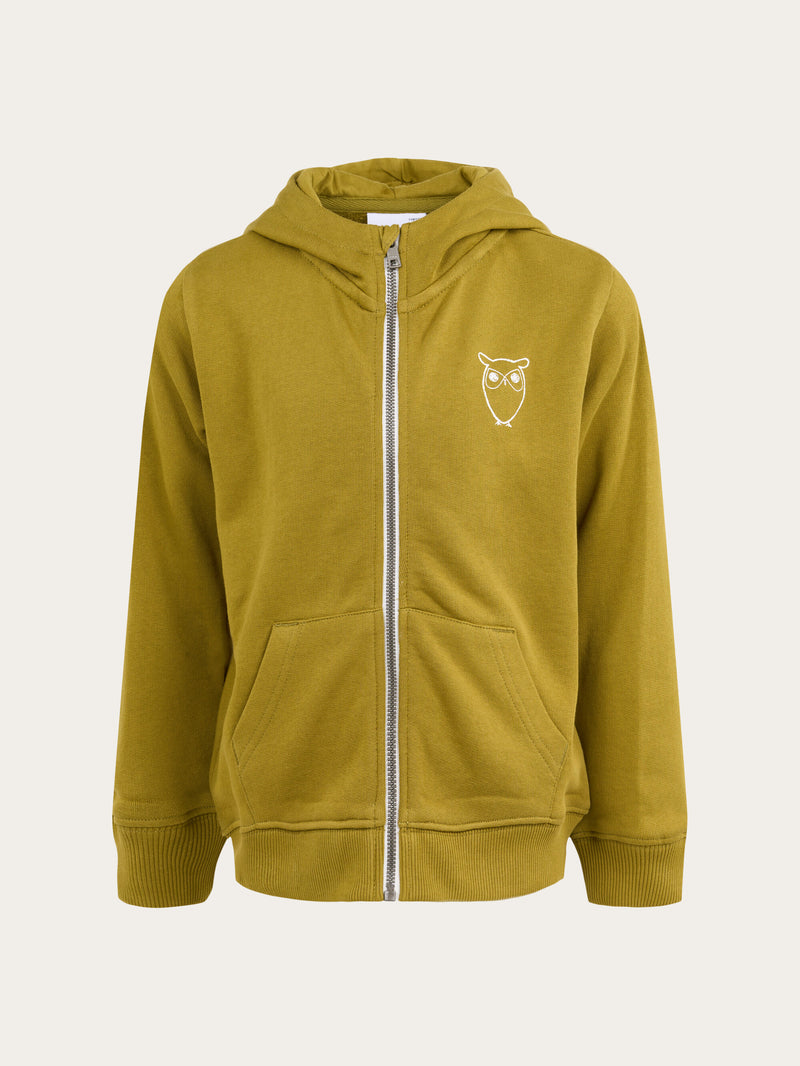 KnowledgeCotton Apparel - YOUNG Owl sweat hood Sweats 1363 Green Moss