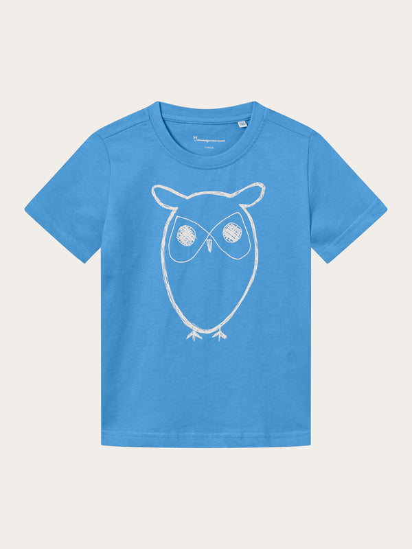 KnowledgeCotton Apparel - YOUNG Owl t-shirt T-shirts 1393 Azure Blue