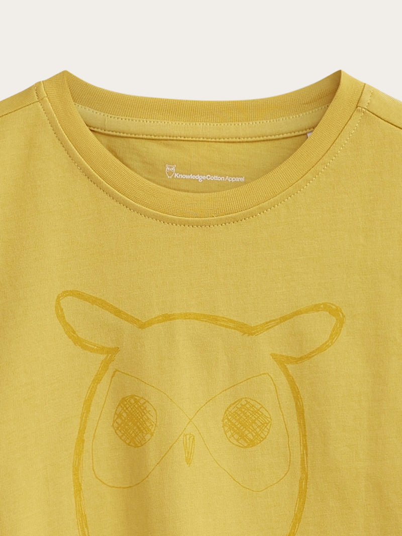KnowledgeCotton Apparel - YOUNG Owl t-shirt T-shirts 1429 Misted Yellow