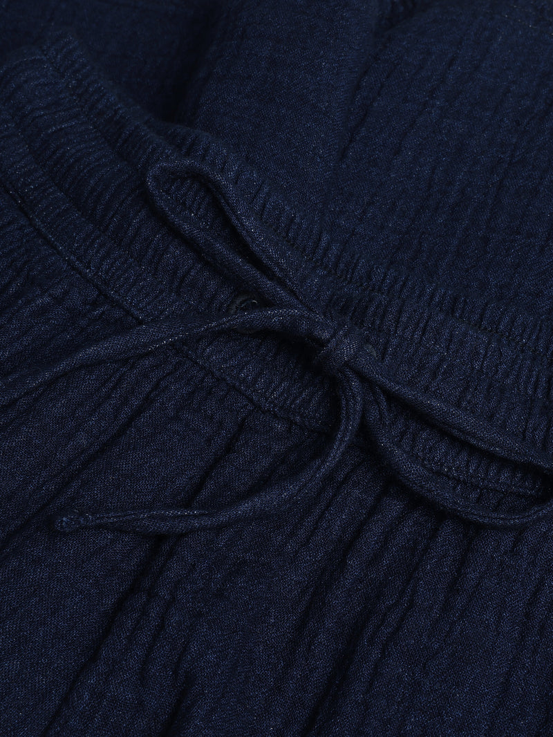 KnowledgeCotton Apparel - WMN POSEY Organic Cotton Dobby Shorts GOTS/Vegan Shorts 1483 Indigo
