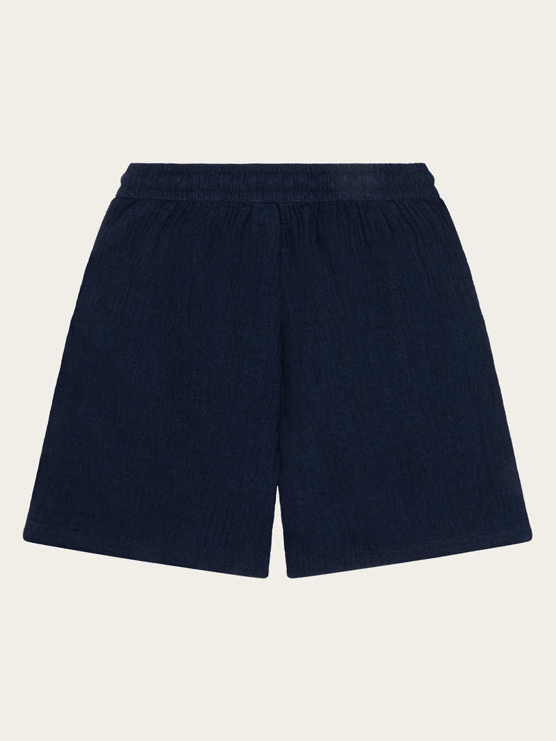 KnowledgeCotton Apparel - WMN POSEY Organic Cotton Dobby Shorts GOTS/Vegan Shorts 1483 Indigo