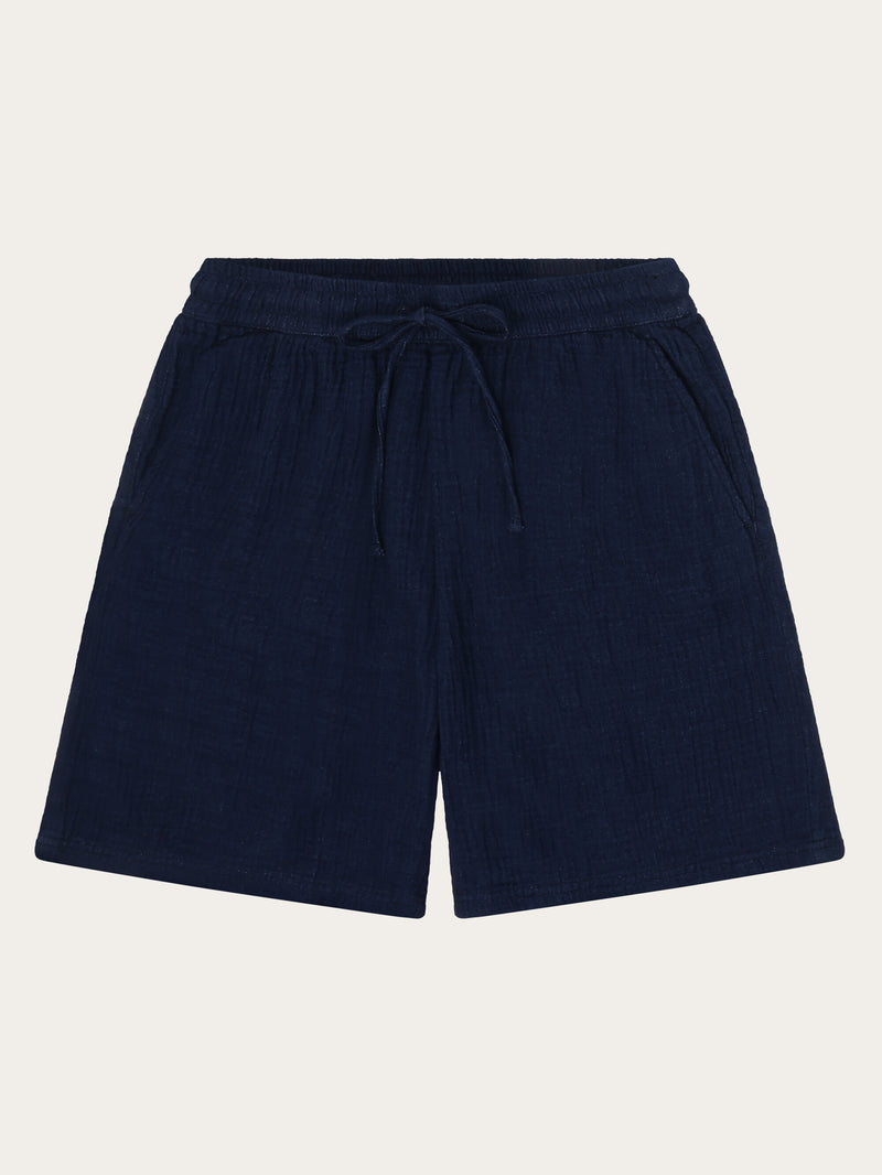 KnowledgeCotton Apparel - WMN POSEY Organic Cotton Dobby Shorts GOTS/Vegan Shorts 1483 Indigo