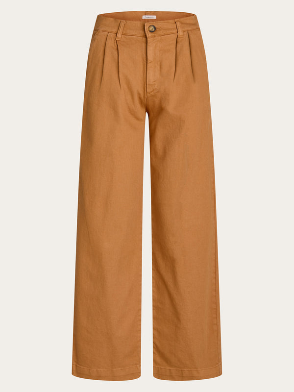 KnowledgeCotton Apparel - WMN POSEY loose twill pants Pants 1366 Brown Sugar