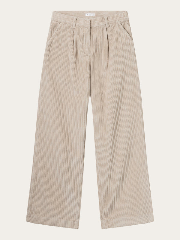 KnowledgeCotton Apparel - WMN POSEY wide high-rise irregular corduroy pants Pants 1228 Light feather gray