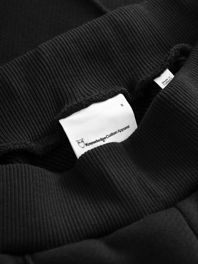 KnowledgeCotton Apparel - WMN POSEY wide high-rise sweat elastic waistband pants Pants 1300 Black Jet