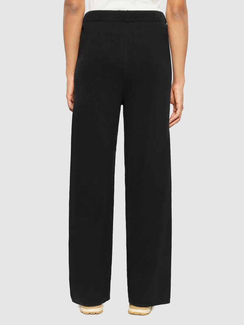 KnowledgeCotton Apparel - WMN POSEY wide mid-rise knitted pants - RWS Pants 1300 Black Jet