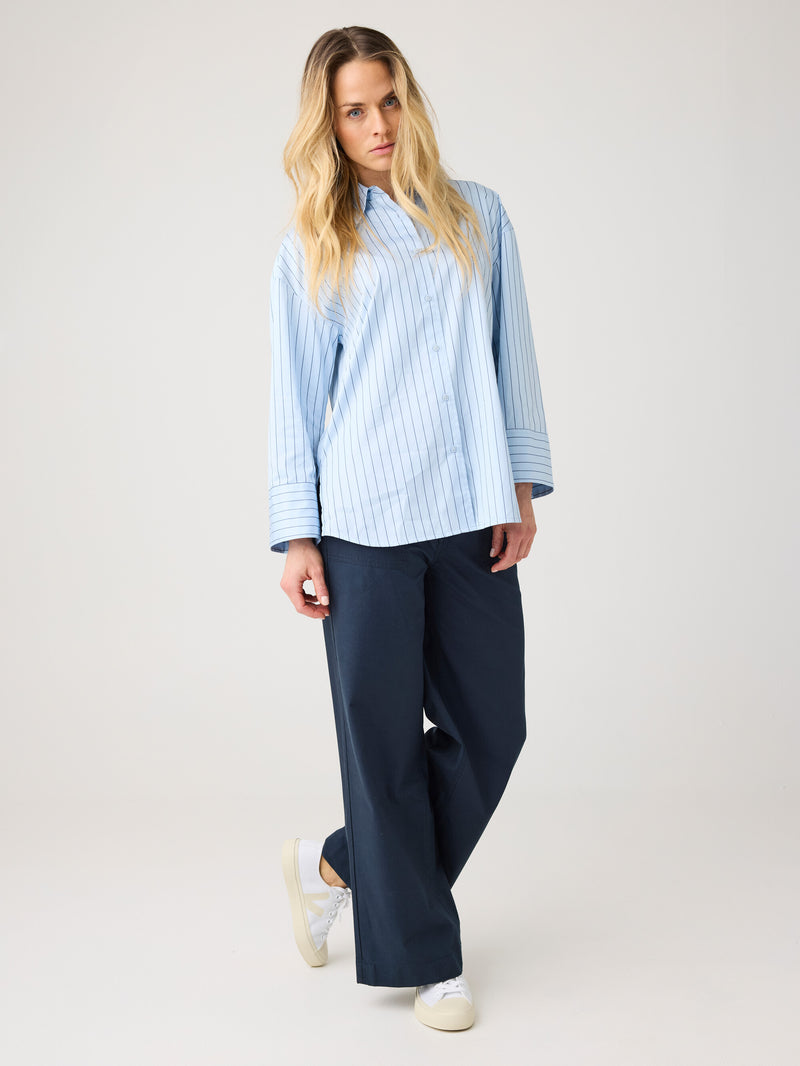 KnowledgeCotton Apparel - WMN POSEY wide slub pants Pants 1001 Total Eclipse