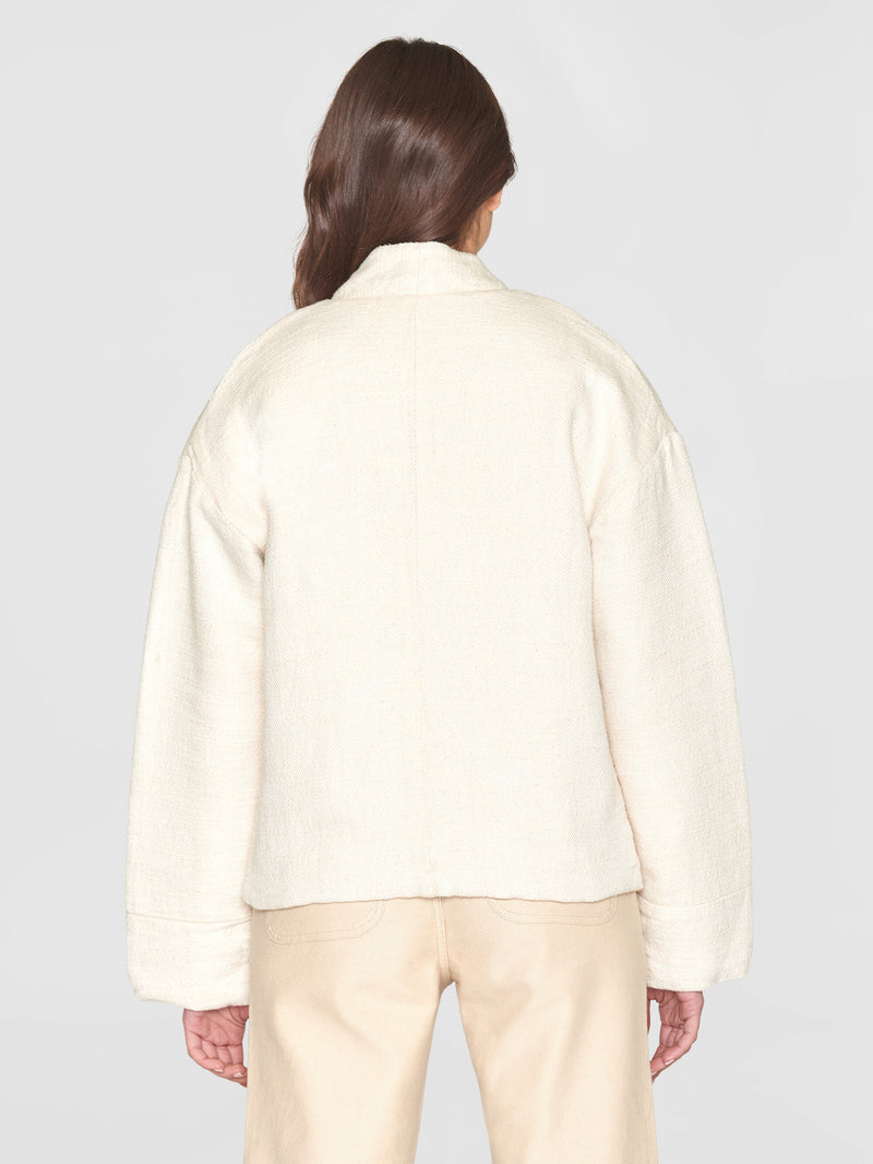 KnowledgeCotton Apparel - WMN Padded kimono herringbone structure jacket Jackets 1387 Egret