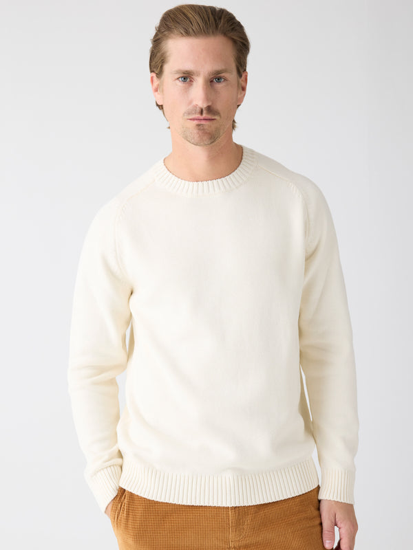 KnowledgeCotton Apparel - MEN Plain knitted crew neck Knits 1387 Egret