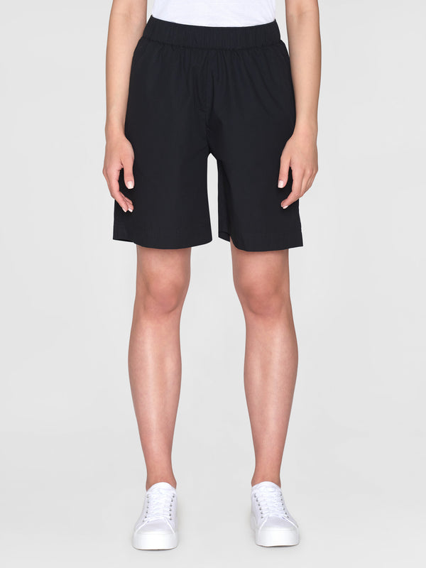 KnowledgeCotton Apparel - WMN Poplin bermuda shorts Shorts 1300 Black Jet
