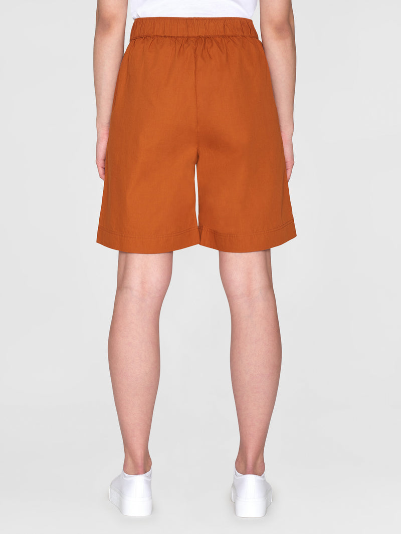 KnowledgeCotton Apparel - WMN Poplin bermuda shorts Shorts 1438 Leather Brown