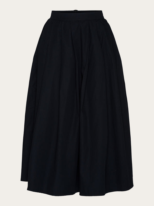 KnowledgeCotton Apparel - WMN Poplin pleated mid-length skirt Skirts 1300 Black Jet