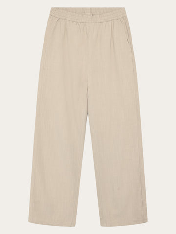 KnowledgeCotton Apparel - WMN Posey wide linen-mix pants Pants 1228 Light feather gray