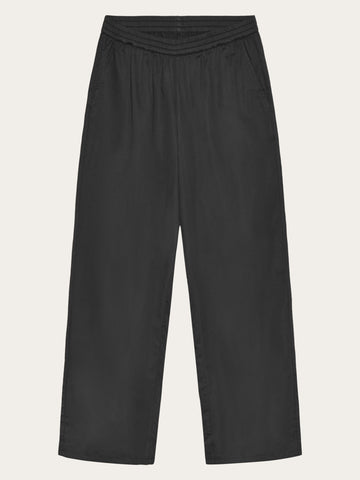 KnowledgeCotton Apparel - WMN Posey wide satin pants Pants 1300 Black Jet