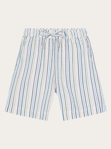 KnowledgeCotton Apparel - WMN Posey wide seersucker shorts Shorts 8032 Multi color stripe