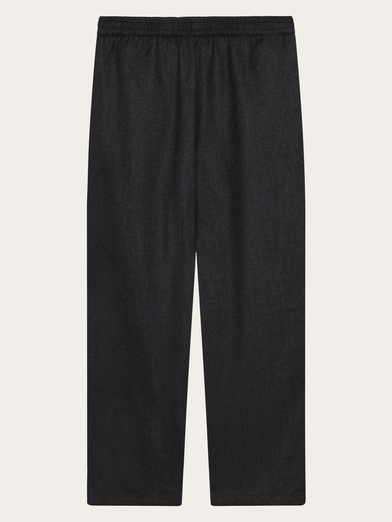 KnowledgeCotton Apparel - WMN Posey wide wool pants Pants 1073 Dark Grey Melange