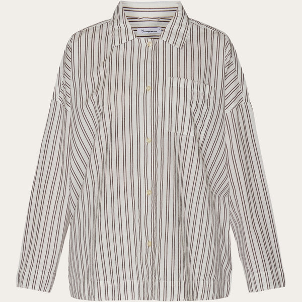 KnowledgeCotton Apparel - WMN Pyjama set - GOTS/Vegan Homewear 8009 Stripe - brown