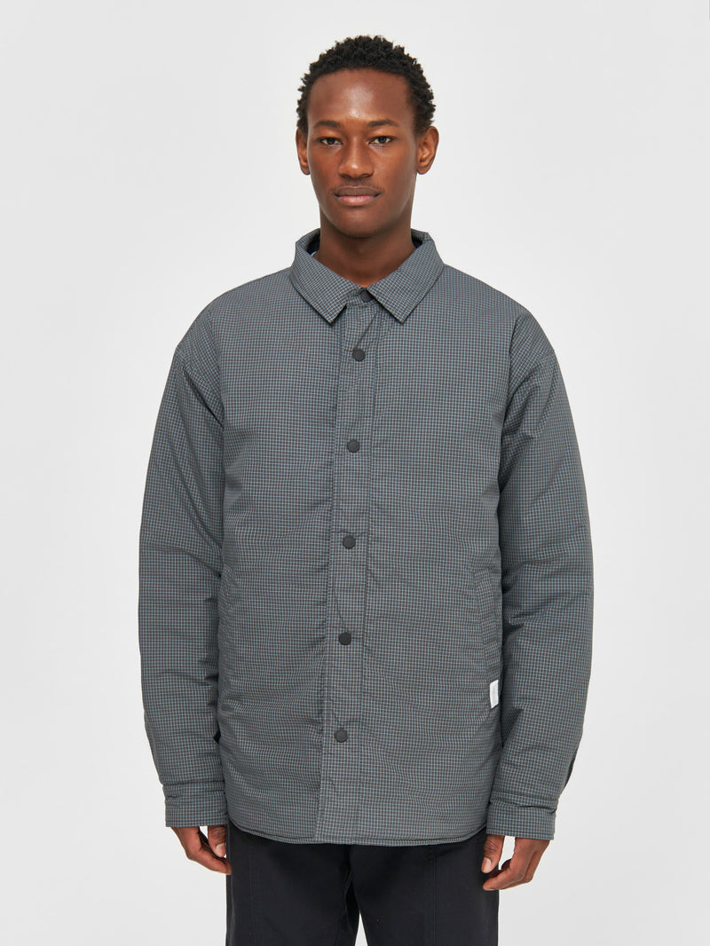 KnowledgeCotton Apparel - MEN Quilted ripstop reversable overshirt Overshirts 1402 Gray Pinstripe