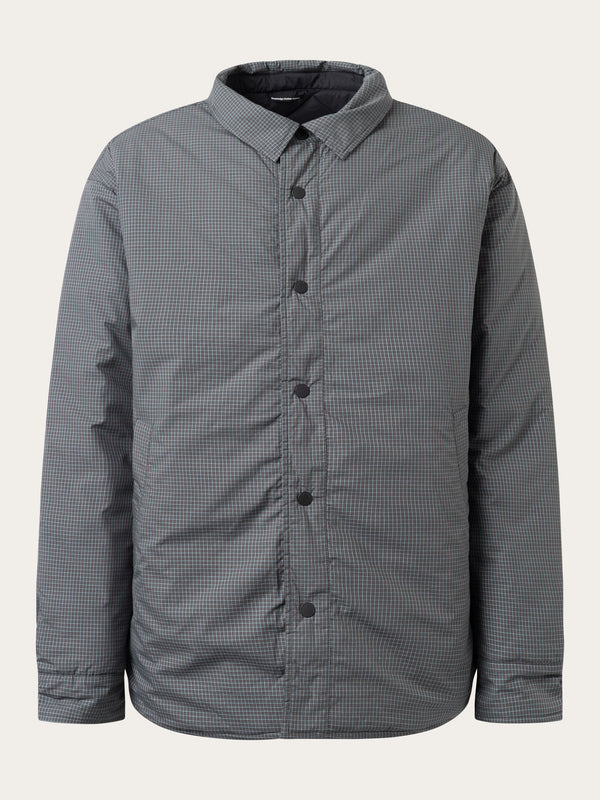 KnowledgeCotton Apparel - MEN Quilted ripstop reversable overshirt Overshirts 1402 Gray Pinstripe