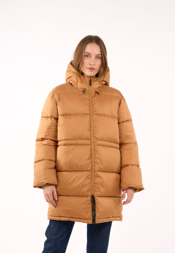 KnowledgeCotton Apparel - WMN REPREVE ™ mid puffer jacket THERMO ACTIVE™ Jackets 1366 Brown Sugar