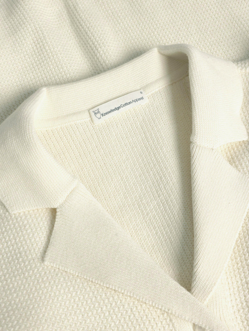 KnowledgeCotton Apparel - WMN Racking stitch short sleeved shirt - Regenerative Organic Certified™ - GOTS/Vegan Knits 1387 Egret