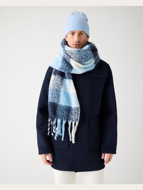 KnowledgeCotton Apparel - UNI Recycled fringe scarf Scarfs 7006 Blue check