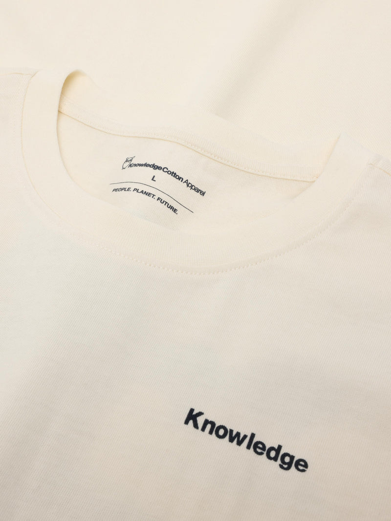 KnowledgeCotton Apparel - MEN Regenerative Organic Cotton Back Print T-Shirt GOTS T-shirts 1387 Egret