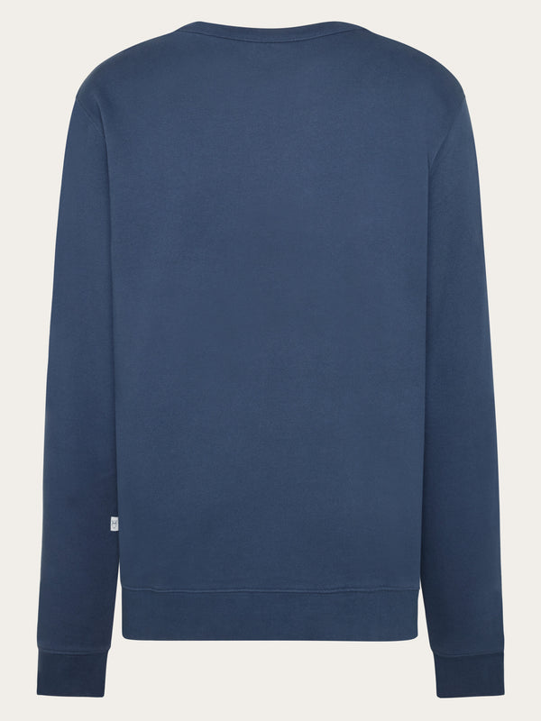 KnowledgeCotton Apparel - MEN Regenerative Organic Cotton Embroidery Crew Neck GOTS/Vegan Sweats 1226 Vintage Indigo