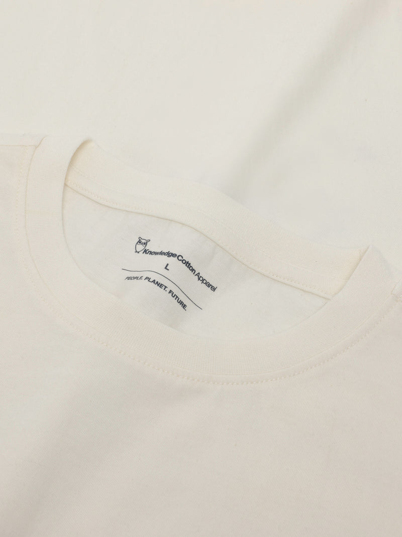 KnowledgeCotton Apparel - MEN Regenerative Organic Cotton Front Print T-Shirt GOTS T-shirts 1387 Egret