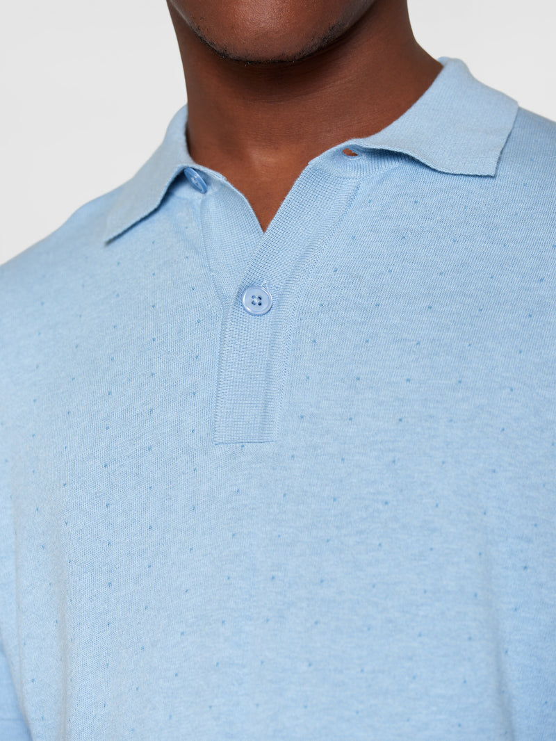 KnowledgeCotton Apparel - MEN Regular double layer knitted short sleeved polo - GOTS/Vegan Polos 1457 Dusk Blue