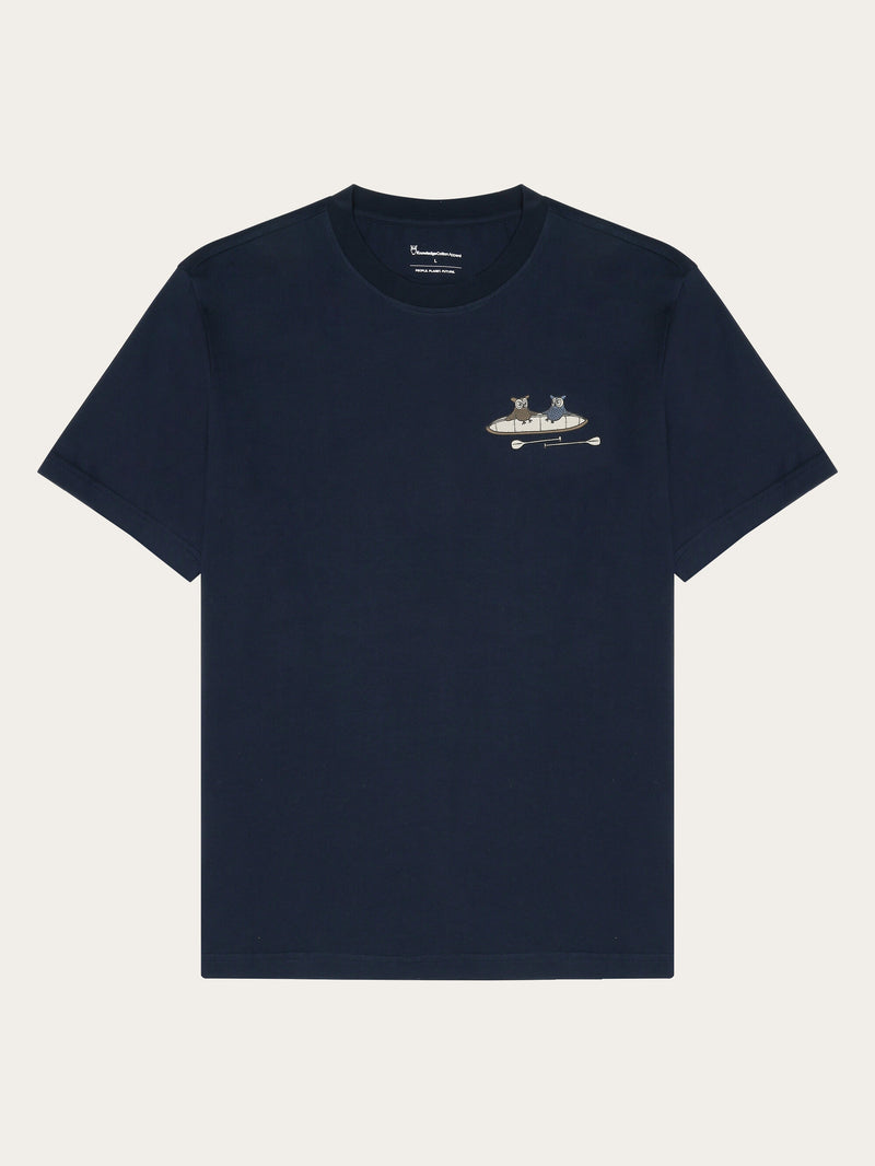 KnowledgeCotton Apparel - UNI Regular drop-shoulder short sleeve heavy single jersey printed t-shirt GOTS/Vegan T-shirts 1412 Night Sky