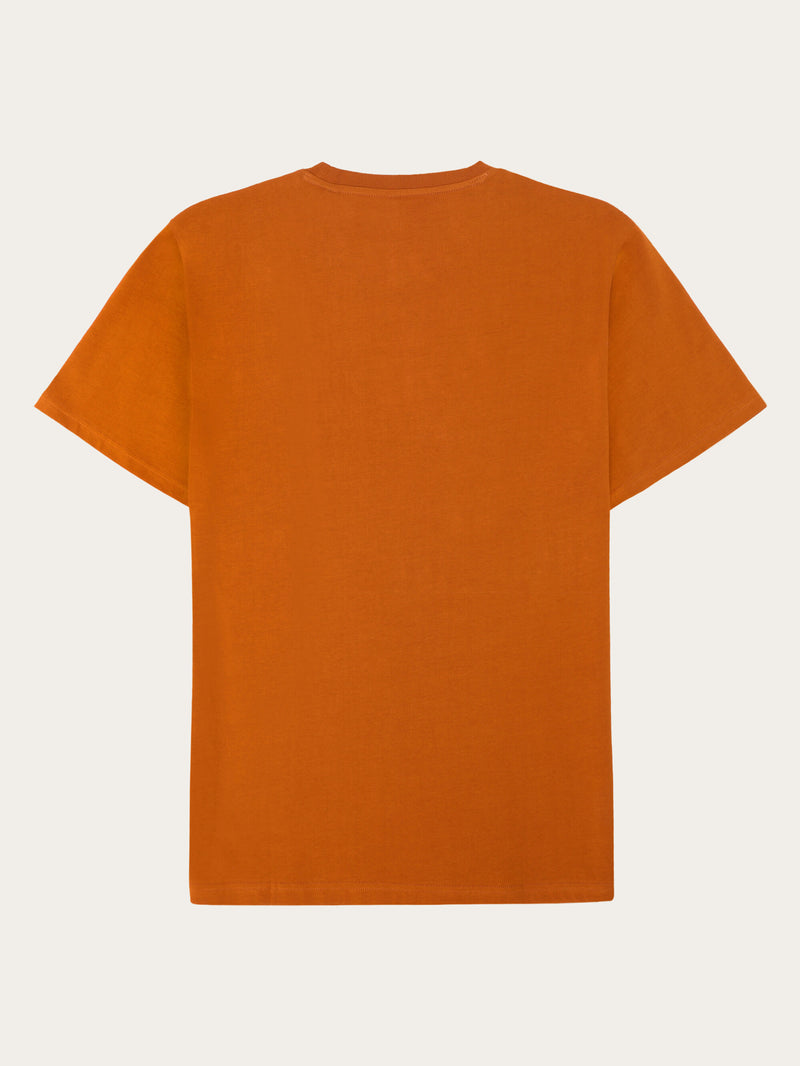 KnowledgeCotton Apparel - MEN Regular fit Badge t-shirt T-shirts 1485 Pumpkin Spice