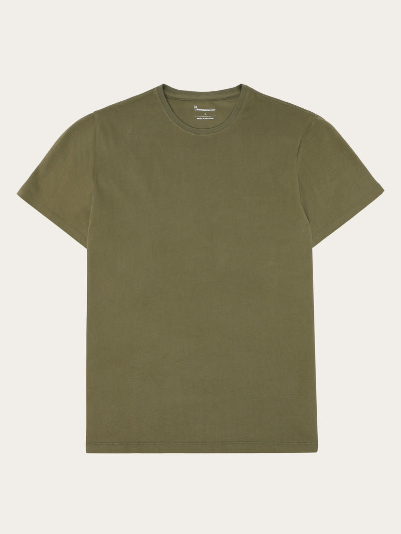 KnowledgeCotton Apparel - MEN Regular fit Basic tee T-shirts 1068 Burned Olive