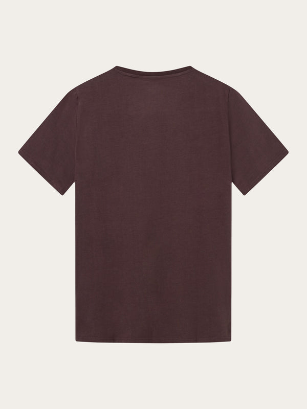 KnowledgeCotton Apparel - MEN Regular fit Basic tee T-shirts 1404 Deep Mahogany
