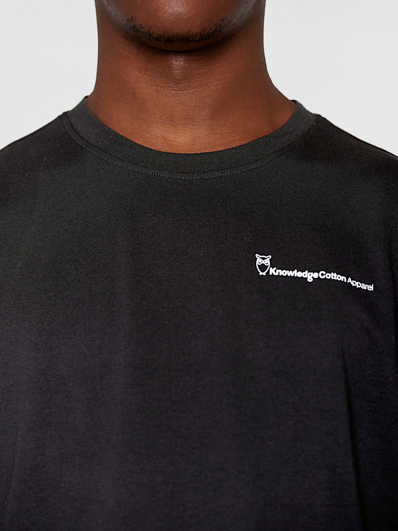 KnowledgeCotton Apparel - MEN Regular fit Knowledge back print t-shirt T-shirts 1300 Black Jet